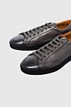 Doucal`s Gray leather sneakers for men - contrast sole. 100% genuine leather. lacing. height 2 cm. Country of manufacture: Italy. Care: specialized cleaning - photo 5