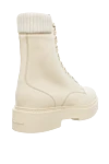 Women's white leather boots with a ribbed cuff Santoni - stitching. leather. Heel height: 2 centimeters. lacing. Country of manufacture: Italy. Care: specialized cleaning - photo 4