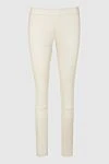 DROMe White leather pants for women - 100% leather. elastic belt. Country of manufacture: Italy. Care: specialized cleaning - photo 1