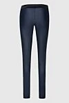 Women's leather pants in short blue with a black waistband DROMe - Decoration: contrasting elastic belt. 100% leather. elastic belt. Country of manufacture: Italy. Care: specialized cleaning - photo 6