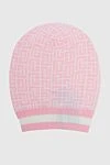 Balmain Women's woolen hat with pink monogrammed print - logo pattern. 100% wool. Country of manufacture: Italy. Care: specialized cleaning - photo 1