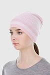 Women's woolen hat with pink monogrammed print Balmain - logo pattern. 100% wool. Country of manufacture: Italy. Care: specialized cleaning - photo 2