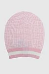 Balmain Women's woolen hat with pink monogrammed print - logo pattern. 100% wool. Country of manufacture: Italy. Care: specialized cleaning - photo 3