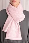 Women's pink woolen scarf with a pattern Balmain - print logo. wool. Country of manufacture: Italy. Care: specialized cleaning - photo 2