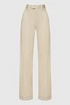 Bottega Veneta Women's straight wool trousers beige - two side pockets. cotton. zipper. Country of manufacture: Italy. Care: specialized cleaning - photo 1