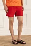 Loro Piana Red polyester beach shorts for men - two side, one back. 100% polyester. Closure: drawstring. Country of manufacture: Italy. Care: specialized cleaning - photo 3