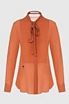 Dior Women's silk blouse with a ribbon on the collar orange - Decoration: ribbon on the collar. buttons. silk. Country of manufacture: Italy. Care: specialized cleaning - photo 1