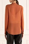 Women's silk blouse with a ribbon on the collar orange Dior - Decoration: ribbon on the collar. buttons. silk. Country of manufacture: Italy. Care: specialized cleaning - photo 4