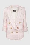 Balmain Pink jacket for women - buttons, fringe, checkered pattern. 53% polyamide, 41% cotton, 6% wool. Closure: buttons. two external side pockets, chest pocket. Country of manufacture: Italy. Care: specialized cleaning - photo 1