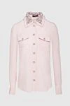 Balmain Women's silk blouse with pearls pink - Decoration: collar decorated with metal and pearls, buttons decorated with pearls. buttons. silk. Country of manufacture: Italy. Care: specialized cleaning - photo 1