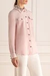 Balmain Women's silk blouse with pearls pink - Decoration: collar decorated with metal and pearls, buttons decorated with pearls. buttons. silk. Country of manufacture: Italy. Care: specialized cleaning - photo 3