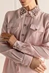 Balmain Women's silk blouse with pearls pink - Decoration: collar decorated with metal and pearls, buttons decorated with pearls. buttons. silk. Country of manufacture: Italy. Care: specialized cleaning - photo 5