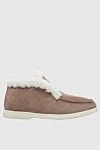 Cesare di Napoli Loafers women's suede with fur and white sole brown - contrasting sole, fur. suede, fur. Heel height: 2 cm. Country of manufacture: Italy. Care: specialized cleaning - photo 1