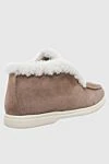 Loafers women's suede with fur and white sole brown Cesare di Napoli - contrasting sole, fur. suede, fur. Heel height: 2 cm. Country of manufacture: Italy. Care: specialized cleaning - photo 4