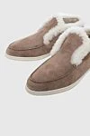 Cesare di Napoli Loafers women's suede with fur and white sole brown - contrasting sole, fur. suede, fur. Heel height: 2 cm. Country of manufacture: Italy. Care: specialized cleaning - photo 5