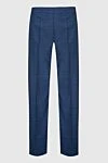 Erika Cavallini Women's wide wool pants blue - two pockets. wool. elastic belt. Country of manufacture: Italy. Care: specialized cleaning - photo 1