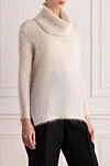 D.Exterior White jumper for women - 34% alpaca, 34% mohair, 32% polyamide. Country of manufacture: Italy. Care: specialized cleaning - photo 3