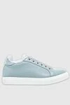 Lisa Conte Women's leather and fur sneakers in light blue - fur, contrast sole. leather, fur. lacing. Country of manufacture: Italy. Care: specialized cleaning - photo 1