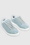 Lisa Conte Women's leather and fur sneakers in light blue - fur, contrast sole. leather, fur. lacing. Country of manufacture: Italy. Care: specialized cleaning - photo 3