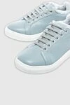 Lisa Conte Women's leather and fur sneakers in light blue - fur, contrast sole. leather, fur. lacing. Country of manufacture: Italy. Care: specialized cleaning - photo 5