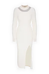 Giuseppe Di Morabito White wool and polyamide dress for women - crystal decorations. 60% wool, 40% polyamide. Country of manufacture: Italy. Care: specialized cleaning - photo 1