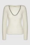 Giuseppe Di Morabito White wool and polyamide jumper for women - Decoration: crystals around the neck. 60% wool, 40% polyamide. Country of manufacture: Italy. Care: specialized cleaning - photo 1