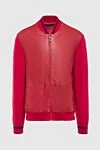 Torras Cardigan for men made of wool and genuine leather red - Leather inserts. 50% wool, 50% genuine leather. Closure: Zipper. Two side pockets. Country of manufacture: Italy. Care: specialized cleaning - photo 1