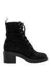 Gianvito Rossi Women's black nubuck boots with laces - nubuck. Heel height: 2 centimeters. lacing. Country of manufacture: Italy. Care: specialized cleaning - photo 1