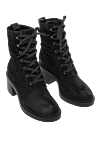 Gianvito Rossi Women's black nubuck boots with laces - nubuck. Heel height: 2 centimeters. lacing. Country of manufacture: Italy. Care: specialized cleaning - photo 3