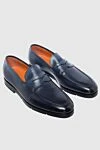 Santoni Men's blue leather loafers - leather interior. 100% leather. heel height 2 cm. Country of manufacture: Italy. Care: specialized cleaning - photo 3