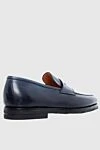 Blue leather loafers for men Santoni - leather interior. 100% leather. heel height 2 cm. Country of manufacture: Italy. Care: specialized cleaning - photo 4