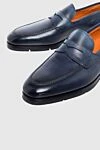 Santoni Men's blue leather loafers - leather interior. 100% leather. heel height 2 cm. Country of manufacture: Italy. Care: specialized cleaning - photo 5