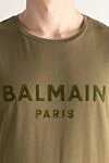 Balmain Футболка из хлопка зеленая мужская - логотип. 100% хлопок. Страна производитель: Франция. Уход: специализированная чистка - фото 5