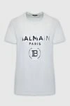 Balmain White cotton T-shirt for men - logo print. 100% cotton. Country of manufacture: Italy. Care: specialized cleaning - photo 1