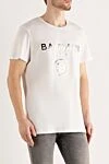 Balmain White cotton T-shirt for men - logo print. 100% cotton. Country of manufacture: Italy. Care: specialized cleaning - photo 3