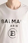 Balmain White cotton T-shirt for men - logo print. 100% cotton. Country of manufacture: Italy. Care: specialized cleaning - photo 5