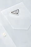 White cotton blouse for women Prada - Decoration: logo patch on chest pocket. cotton. buttons. Country of manufacture: Italy. Care: specialized cleaning - photo 8
