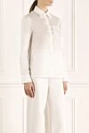 Prada White cotton blouse for women - Decoration: logo patch on chest pocket. cotton. buttons. Country of manufacture: Italy. Care: specialized cleaning - photo 3