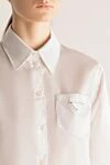 Prada White cotton blouse for women - Decoration: logo patch on chest pocket. cotton. buttons. Country of manufacture: Italy. Care: specialized cleaning - photo 5