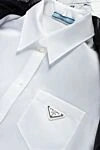 Prada White cotton blouse for women - Decoration: logo patch on chest pocket. cotton. buttons. Country of manufacture: Italy. Care: specialized cleaning - photo 7