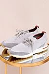 Loro Piana Gray men's textile sneakers - contrast sole. 80% textile, 20% genuine leather. laces. height 2 cm. Country of manufacture: Italy. Care: specialized cleaning - photo 7