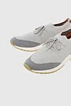 Loro Piana Gray men's textile sneakers - contrast sole. 80% textile, 20% genuine leather. laces. height 2 cm. Country of manufacture: Italy. Care: specialized cleaning - photo 5