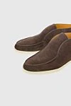 Loro Piana Brown nubuck loafers for men - contrasting white sole. 100% nubuck. platform height 2cm. Country of manufacture: Italy. Care: specialized cleaning - photo 5