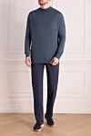 Men's high-collared woolen jumper blue Loro Piana - High collar stand. 100% wool. Country of manufacture: Italy. Care: specialized cleaning - photo 2