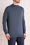 Loro Piana Men's high-collared woolen jumper blue - High collar stand. 100% wool. Country of manufacture: Italy. Care: specialized cleaning - photo 3