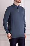 Loro Piana Polo with long sleeves made of wool blue for men - Long sleeve. 100% wool. Buttons. Country of manufacture: Italy. Care: specialized cleaning - photo 3