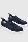 Loro Piana Blue linen and suede sneakers for men - contrast sole. 50% linen, 50% suede. laces. height 2 cm. Country of manufacture: Italy. Care: specialized cleaning - photo 3