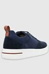Blue linen and suede sneakers for men Loro Piana - contrast sole. 50% linen, 50% suede. laces. height 2 cm. Country of manufacture: Italy. Care: specialized cleaning - photo 4