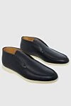 Loro Piana Blue leather loafers for men - contrasting white sole. leather interior. 100% genuine leather. platform height 2cm. Insole: leather. Country of manufacture: Italy. Care: specialized cleaning - photo 3