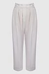 Brunello Cucinelli Women's wool cropped trousers beige - pinches. wool. zipper. Country of manufacture: Italy. Care: specialized cleaning - photo 1